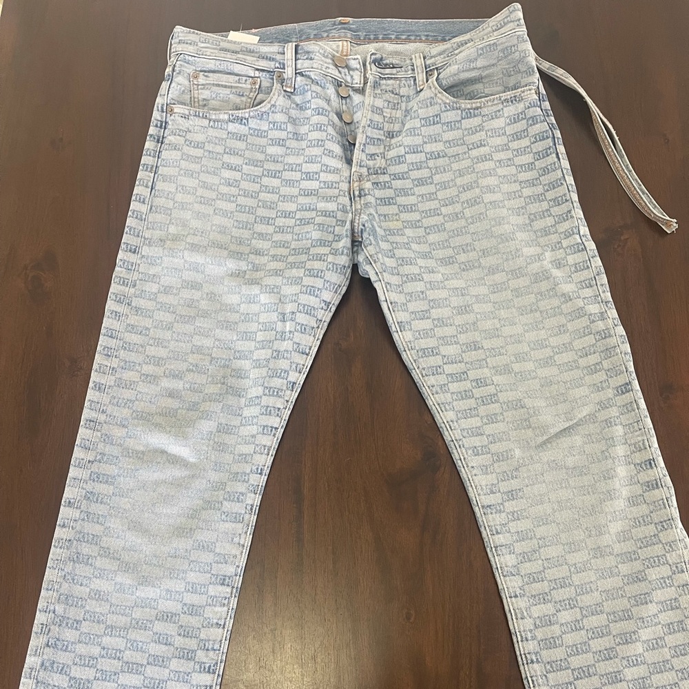 COPY - KITH × LEVI SALT BLEACHED AOP 501 LIGHT BLUE US 32